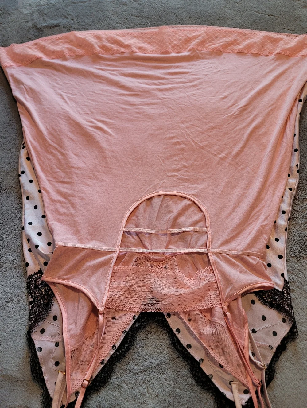 Victoria's Secret 2 Ladies Nightgown Med Pink Polka Dots And Solid Pink EUC Sexy - Picture 5 of 16